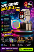 Combo Karaoke y Tecnología 3 en 1: Parlante Bluetooth RGB + Smartwatch Deportivo + Set de Micrófonos Inalámbricos