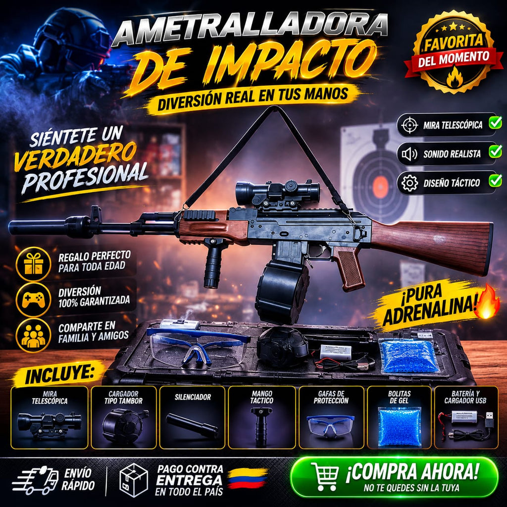 Rifle Ametralladora de Juguete de Balas de Gel / Hidrogel (GEL BLASTER DE IMPACTO)