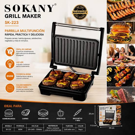 SANDWICHERA PARRILLA GRILL PLANCHA ANTIADHERENTE